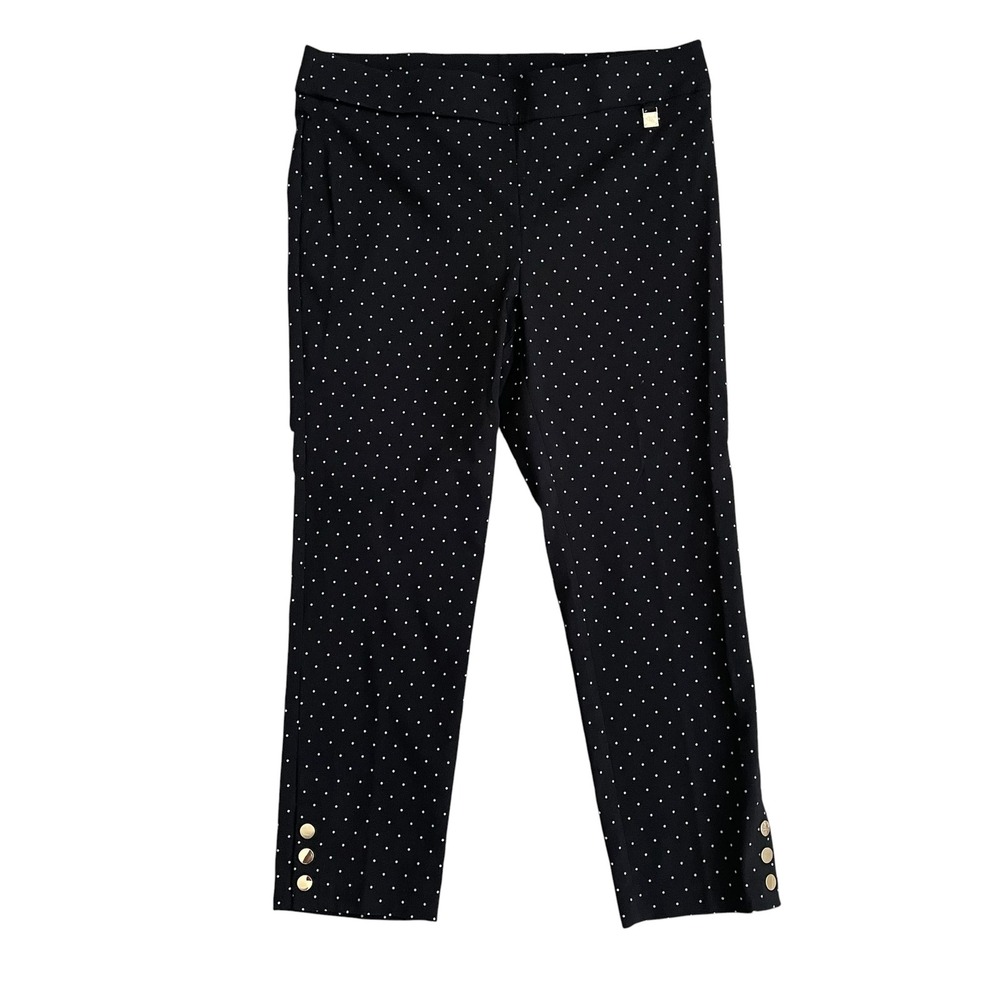Rafaella Polka Dot Black Pull On Stretch Pants Womens 14P Office Workwear Ankle